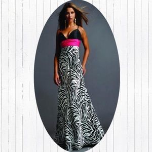Jovani - Prom dress zebra print with fuchsia